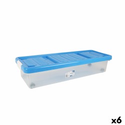 Scatola portaoggetti con coperchio Tontarelli Azzurro Trasparente Plastica 24 L 79 x 28,7 x 16,8 cm Ruote (6 Unità)