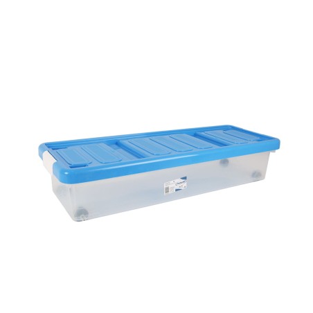 Scatola portaoggetti con coperchio Tontarelli Azzurro Trasparente Plastica 24 L 79 x 28,7 x 16,8 cm Ruote (6 Unità)