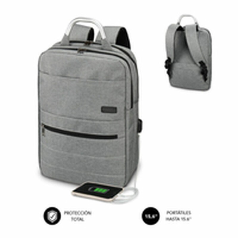Zaino per PC Portatile e Tablet con Uscita USB Subblim MOCHILA ELITE AIRPADDING 15.6'' GREY Zaino per PC Portatile e Tablet con Uscita USB Subblim MOCHILA ELITE AIRPADDING 15.6'' GREY