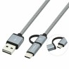 Cavo da USB a Micro USB e USB-C CoolBox COO-CAB-U2MC-GR Grigio 1 m