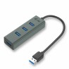 Hub USB i-Tec U3HUBMETAL403 Nero Grigio