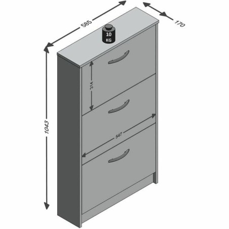 Scarpiera FMD Bianco 58,5 x 104,5 x 17 cm