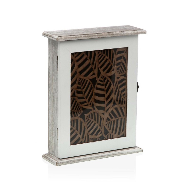 Armadietto portachiavi Versa Bianco Fogli Legno MDF 6 x 25 x 19,5 cm Armadietto portachiavi Versa Bianco Fogli Legno MDF 6 x 25 x 19,5 cm