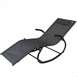 Lettino Aktive Nero Acciaio textilene 172 x 53 x 75 cm
