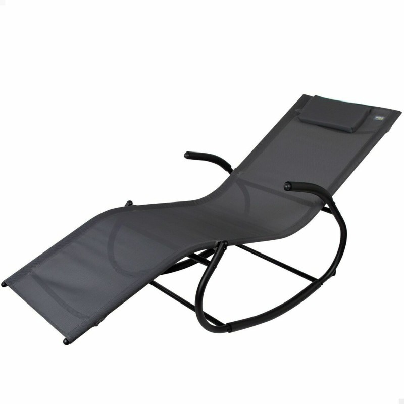 Lettino Aktive Nero Acciaio textilene 172 x 53 x 75 cm