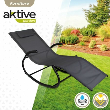 Lettino Aktive Nero Acciaio textilene 172 x 53 x 75 cm