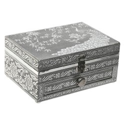 Scatola-Portagioie Home ESPRIT Verde Argentato Legno Alluminio 17,5 x 12,5 x 8,5 cm