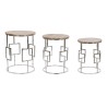 Set di 3 tavoli Home ESPRIT Marrone Argentato Naturale Acciaio Legno di mango 49,5 x 49,5 x 62 cm