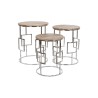 Set di 3 tavoli Home ESPRIT Marrone Argentato Naturale Acciaio Legno di mango 49,5 x 49,5 x 62 cm