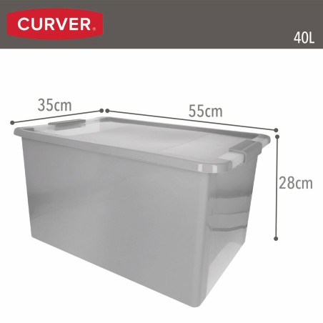 Scatola portaoggetti Curver Grigio Plastica 40 L 55 x 28 x 35 cm (5 Unità)