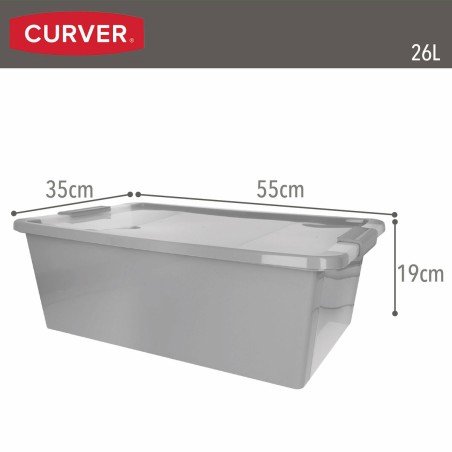 Scatola portaoggetti Curver Grigio Plastica 26 L 55 x 19 x 35 cm (7 Unità)