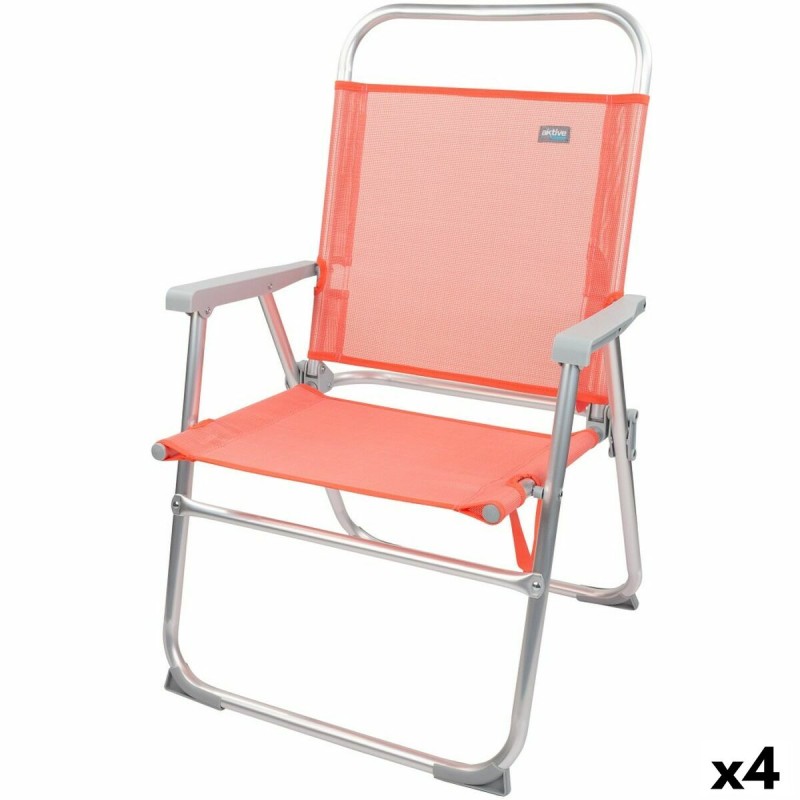 Sedia Pieghevole Aktive Flamingo Corallo 48 x 88 x 50 cm (4 Unità) Sedia Pieghevole Aktive Flamingo Corallo 48 x 88 x 50 cm (4 Unità)