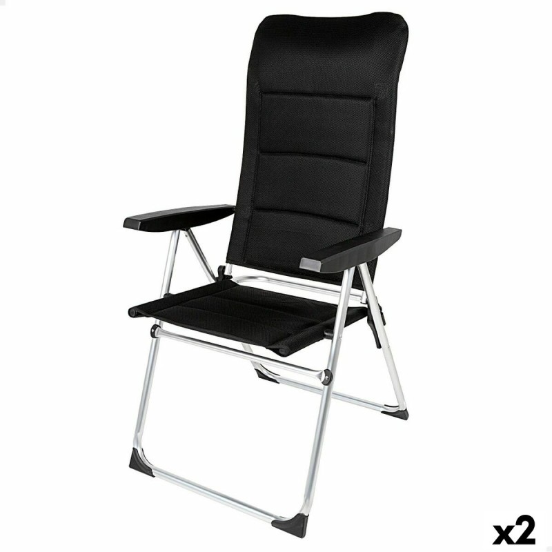 Sedia da Spiaggia Aktive Deluxe Pieghevole Nero 49 x 123 x 67 cm (2 Unità) Sedia da Spiaggia Aktive Deluxe Pieghevole Nero 49 x 123 x 67 cm (2 Unità)