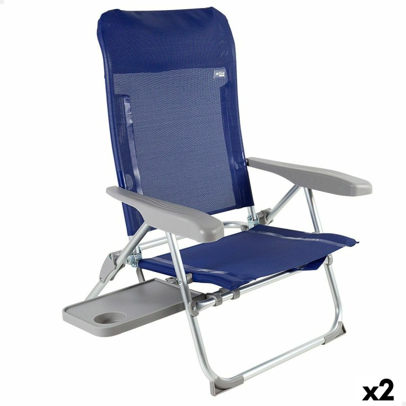 Sedia da Spiaggia Aktive Slim Pieghevole Blu Marino 47 x 89 x 57 cm (2 Unità) Sedia da Spiaggia Aktive Slim Pieghevole Blu Marino 47 x 89 x 57 cm (2 Unità)