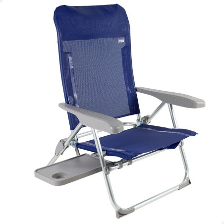 Sedia da Spiaggia Aktive Slim Pieghevole Blu Marino 47 x 89 x 57 cm (2 Unità)