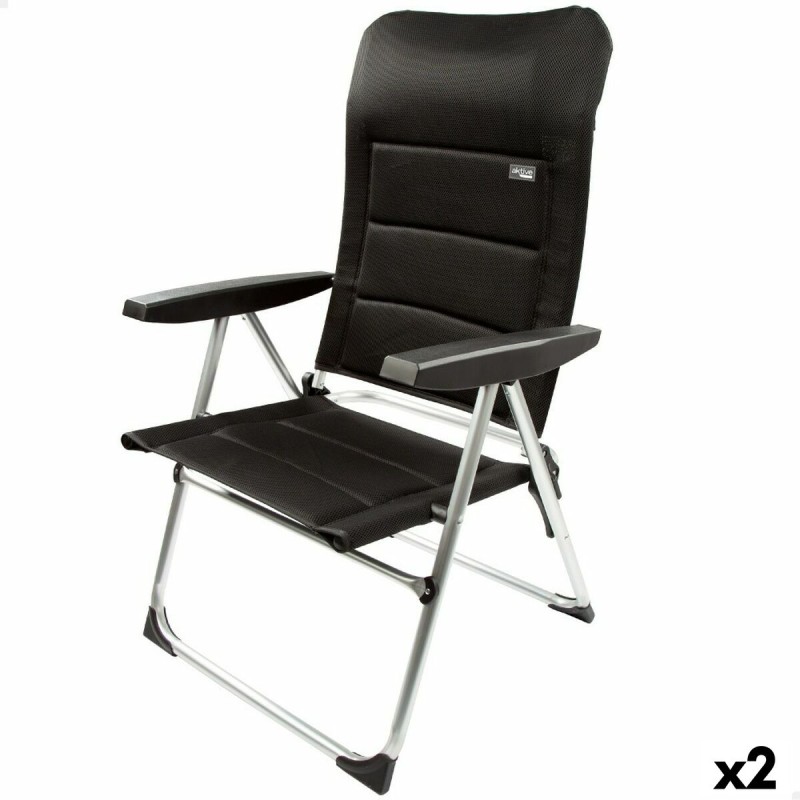 Sedia da Spiaggia Aktive Deluxe Pieghevole Nero 49 x 105 x 59 cm (2 Unità) Sedia da Spiaggia Aktive Deluxe Pieghevole Nero 49 x 105 x 59 cm (2 Unità)