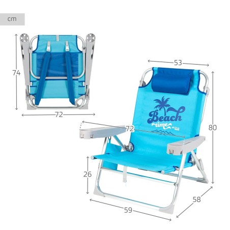 Sedia da Spiaggia Aktive Pieghevole Azzurro 53 x 80 x 58 cm (2 Unità)