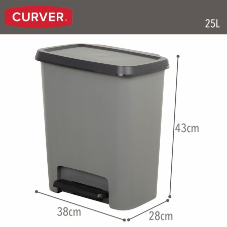 Secchio della spazzatura Curver Grigio scuro Plastica 25 L (5 Unità)