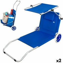 Sedia a Sdraio Pieghevole da Campeggio Aktive Azzurro 62 x 62 x 117 cm Carrello pieghevole Tenda (2 Unità)