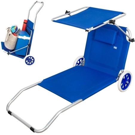 Sedia a Sdraio Pieghevole da Campeggio Aktive Azzurro 62 x 62 x 117 cm Carrello pieghevole Tenda (2 Unità)