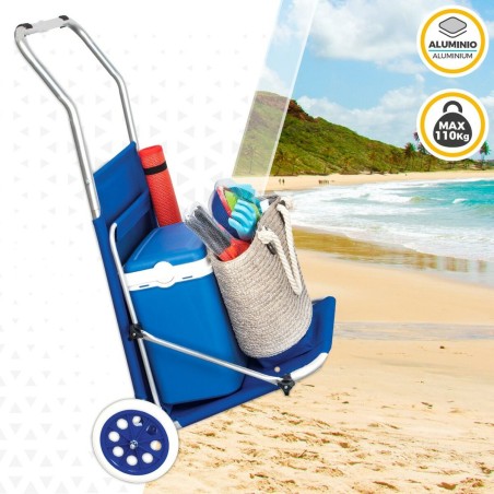 Sedia a Sdraio Pieghevole da Campeggio Aktive Azzurro 62 x 62 x 117 cm Carrello pieghevole Tenda (2 Unità)