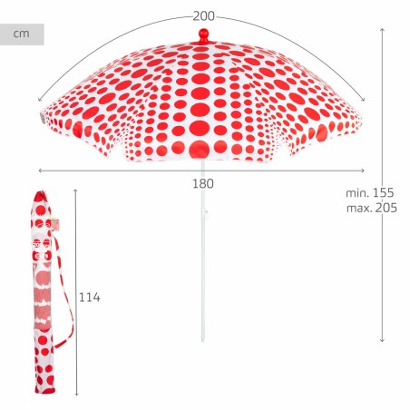 Ombrellone Aktive Rosso 200 x 205 x 200 cm (6 Unità)