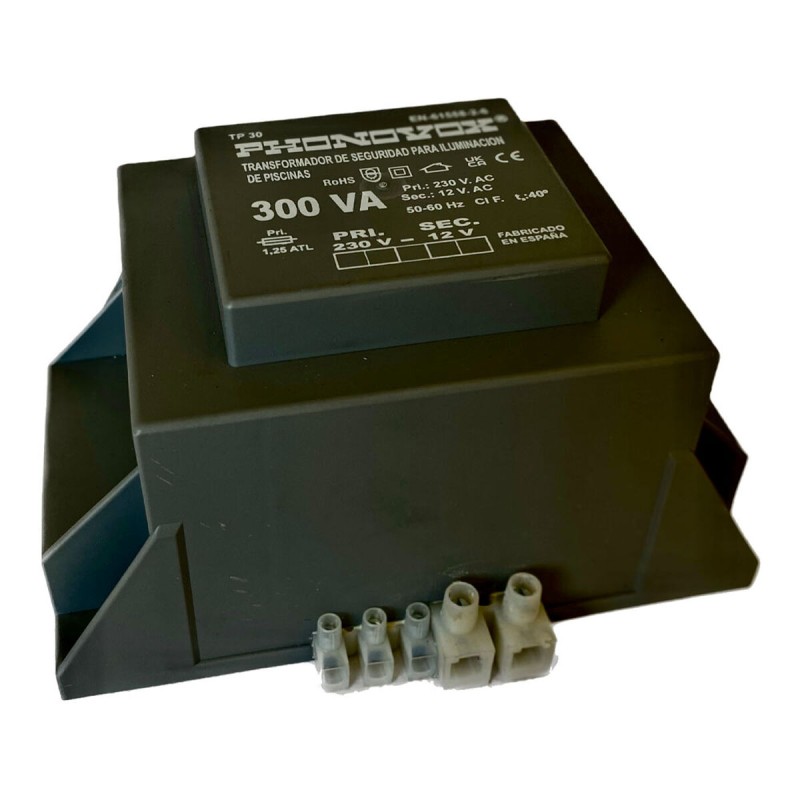 Trasformatore di sicurezza per l'illuminazione delle piscine PHONOVOX tp30300 300 VA 12 V 230 V 50-60 Hz 16,5 x 11,1 x 9,4 cm Trasformatore di sicurezza per l'illuminazione delle piscine PHONOVOX tp30300 300 VA 12 V 230 V 50-60 Hz 16,5 x 11,1 x 9,4 cm