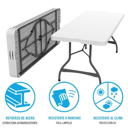 Tavolo Pieghevole Lifetime Bianco Acciaio Plastica 182 x 73,5 x 76 cm