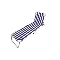 Marbueno Sdraio Pieghevole in Acciaio Righe Blu e Bianche Spiaggia e Piscina 187X55X24 cm 10020
