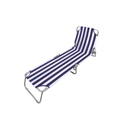 Marbueno Sdraio Pieghevole in Acciaio Righe Blu e Bianche Spiaggia e Piscina 187X55X24 cm 10020