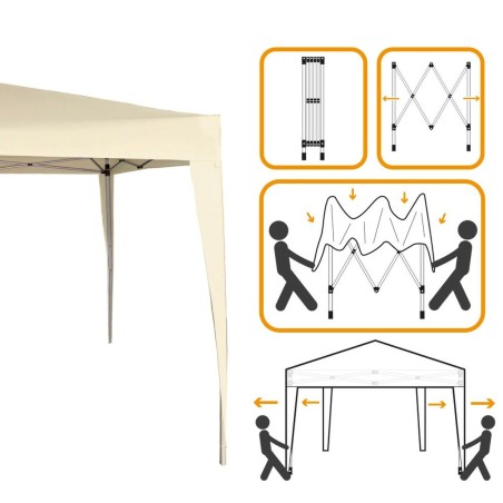 Gazebo Aktive 300 x 240 x 300 cm Acciaio Crema Plastica