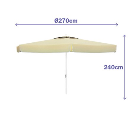 Marbueno Ombrellone Alluminio 8 Stecche D270 cm Poliestere Bianco Giardino, Piscina e Terrazza 10182