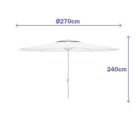 Marbueno Ombrellone Acciaio 8 Stecche D270 cm Poliestere Bianco Giardino, Piscina e Terrazza 10187