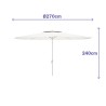 Marbueno Ombrellone Acciaio 8 Stecche D270 cm Poliestere Bianco Giardino, Piscina e Terrazza 10187