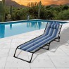 Marbueno Sdraio Pieghevole Acciaio Con Cuscino Giardino e Piscina 190X58X27 cm Righe Blu 10171