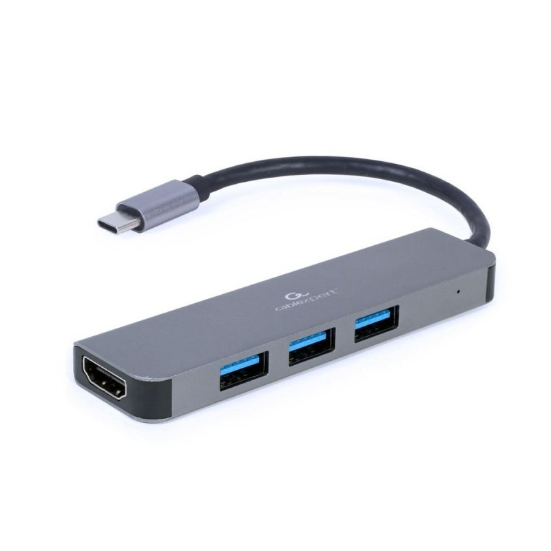 Hub USB-C 4 Porte GEMBIRD A-CM-COMBO2-01 Bianco Grigio Hub USB-C 4 Porte GEMBIRD A-CM-COMBO2-01 Bianco Grigio