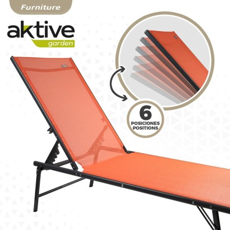 Lettino reclinabile Aktive Arancio 180 x 35 x 49 cm (2 Unità)
