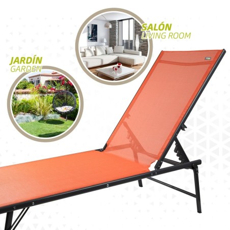 Lettino reclinabile Aktive Arancio 180 x 35 x 49 cm (2 Unità)