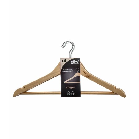 Set di Grucce 5five Simply Smart Marrone Naturale Legno 44 x 23 cm (4 Unità)