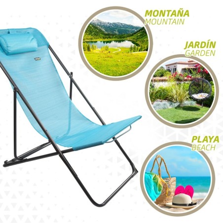Lettino reclinabile Aktive Azzurro 53 x 87 x 78 cm (4 Unità)