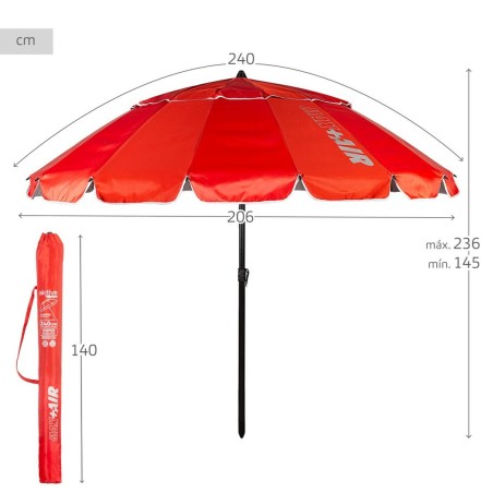 Ombrellone Aktive Rosso Alluminio 240 x 235 x 240 cm (6 Unità)
