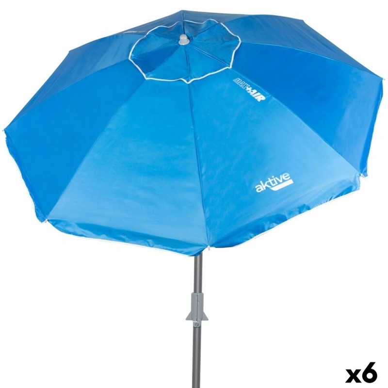 Ombrellone Aktive Azzurro Poliestere Alluminio 220 x 225 x 220 cm (6 Unità) Ombrellone Aktive Azzurro Poliestere Alluminio 220 x 225 x 220 cm (6 Unità)
