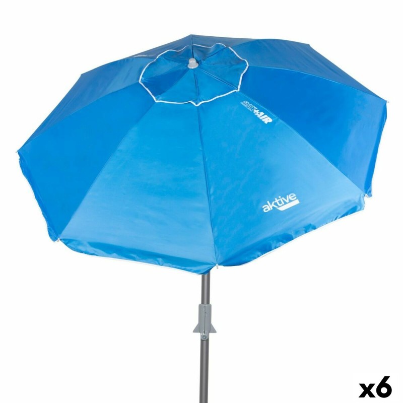 Ombrellone Aktive Azzurro Poliestere Alluminio 200 x 205 x 200 cm (6 Unità) Ombrellone Aktive Azzurro Poliestere Alluminio 200 x 205 x 200 cm (6 Unità)
