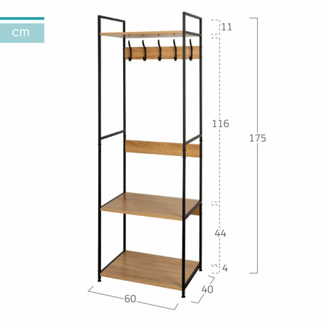 Appendiabiti con ripiano Max Home Acciaio Melammina Truciolare Minimalista 60 x 175 x 40 cm