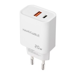 Caricabatterie da Parete NANOCABLE Bianco 20 W
