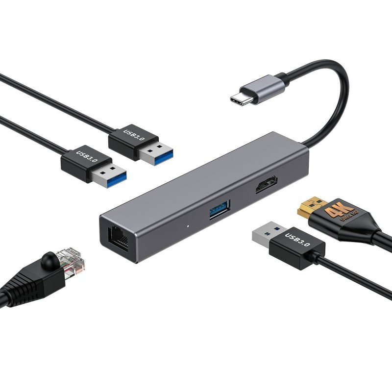 Hub USB CoolBox Hub miniDOCK4 USB-C Grigio Hub USB CoolBox Hub miniDOCK4 USB-C Grigio