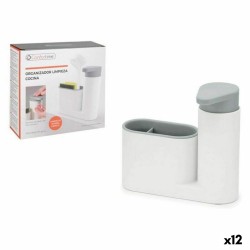 Dispenser di Sapone 2 in 1 per Lavandino Confortime 18 x 6 x 16 cm Portasapone Bianco (12 Unità)