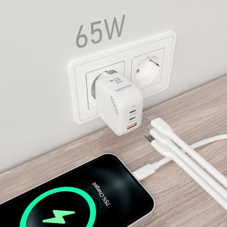 Caricabatterie da Parete Aisens ASCH-65W3P026-W Bianco 65 W (1 Unità)