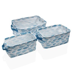 Set di Cestini Versa Aqua 18 x 14 x 28 cm 28 x 18 x 14 cm Pesci