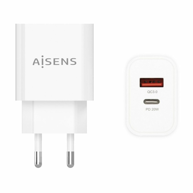 Caricabatterie da Parete Aisens A110-0681 20 W Bianco (1 Unità) Caricabatterie da Parete Aisens A110-0681 20 W Bianco (1 Unità)